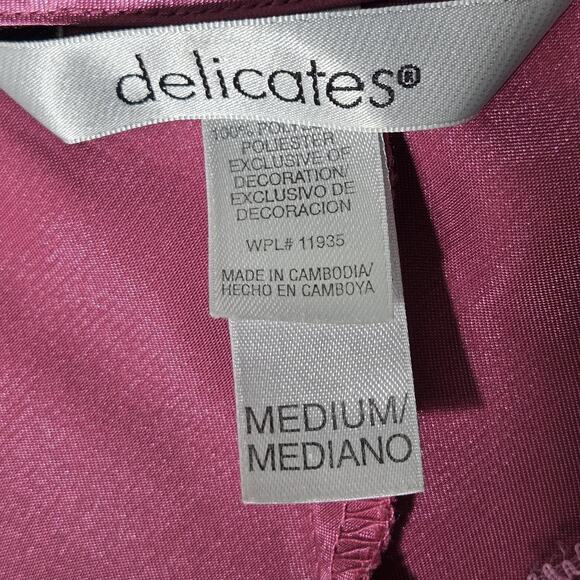 Delicates Pink Paisley Satin Robe & Chemise Set L/M Lace Trim Lingerie Romantic - Picture 5 of 11